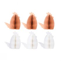 Product Decoration Chicken Rooster Honeycomb Paper White Orange 7.5×4.5×8cm 6 pcs