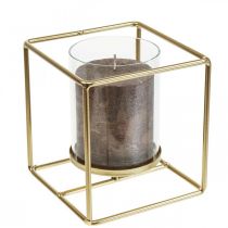 Product Decorative candle holder gold metal lantern glass 12×12×13cm