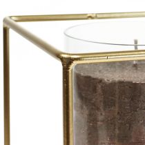 Product Decorative candle holder gold metal lantern glass 12×12×13cm