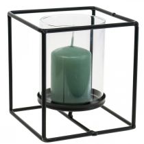 Product Decorative candle holder black metal lantern glass 12×12×13cm