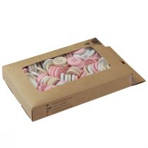 Product Decorative Buttons for Crafting Wood Ø2cm Cream Pink White 210 Pcs