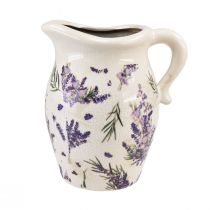 Product Decorative jug stoneware lavender purple cream table decoration H21cm