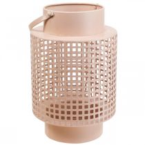 Product Decorative lantern pink metal lantern with handle Ø18cm H29cm