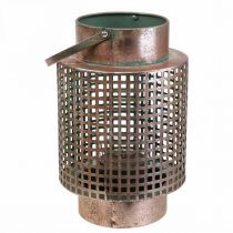 Product Decorative lantern wind light metal with handle rose Ø18cm H29cm