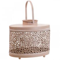 Product Decorative lantern oval pink lantern table decoration metal 27×16×23cm