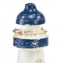 Product Decoration lighthouse wood blue white maritime Ø7.5cm H19cm