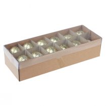 Product Decorative Easter eggs real goose egg white with gold glitter H7.5–8.5cm 10 pcs