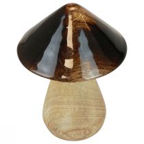 Product Decorative mushroom wooden mushroom natural brown gloss effect Ø7.5cm H10cm