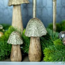 Decorative mushroom metal wood golden, nature table decoration autumn 18.5cm