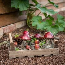 Deco mushrooms glass red vintage autumn decoration Ø9cm H13.5cm 2pcs