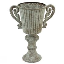 Product Decorative trophy goblet metal antique brown white Ø12cm H26cm