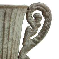 Product Decorative goblet/chalice, metal, antique brown/white, Ø12cm, H26cm, vase/pot/floral decoration