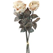 Decorative Roses Cream White Artificial Roses Silk Flowers Antique Look L65cm Pack of 3