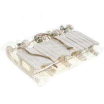 Product Decorative Sleigh White Silver with Bell Cord L13cm 4 Pcs