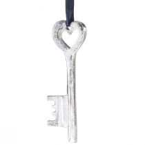 Product Decorative key decorative hanger metal silver 4x11cm 6pcs