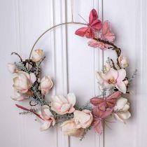 Deco butterfly on wire feather butterfly pink 10×6cm 12pcs