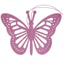 Deco butterflies deco hanger purple/pink/pink 12cm 12pcs