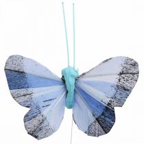Product Decorative butterflies feather butterfly pink, blue 6cm 24 pcs