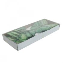 Product Decorative Butterflies Green Feather Butterflies on Wire 10cm 12 Pcs