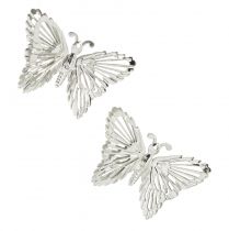 Decorative butterflies metal hanging decoration silver 5cm 30pcs