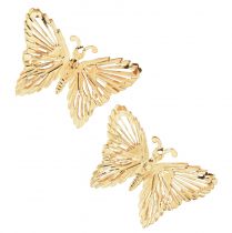 Decorative butterflies metal hanging decoration golden 5cm 30pcs