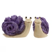 Product Decorative snails decorative figures purple beige lavender 12cm 2pcs