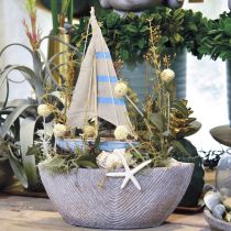 Product Deco wooden sailboat blue, white H41.5cm