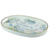 Product Decorative tray hydrangeas plastic tray white 39×27.5cm