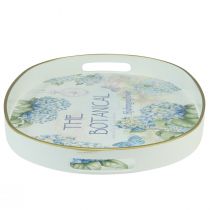 Product Decorative tray hydrangeas plastic tray white 39×27.5cm