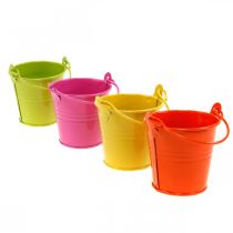 Decorative bucket colored metal bucket planter assorted Ø6cm H6cm 12pcs