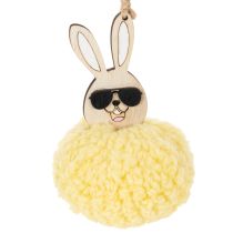 Product Easter Bunny Decoration for Hanging, Fluffy Bunny, Yellow, Ø7cm, 6 Pieces