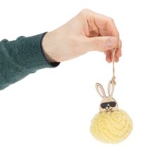 Product Easter Bunny Decoration for Hanging, Fluffy Bunny, Yellow, Ø7cm, 6 Pieces