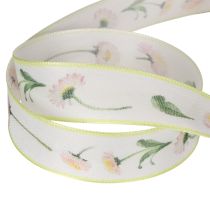 Product Gift ribbon with a Bellis floral pattern for crafting and packaging, 25mm x 20m