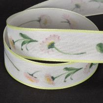 Product Gift ribbon with a Bellis floral pattern for crafting and packaging, 25mm x 20m