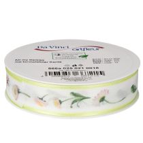 Product Gift ribbon with a Bellis floral pattern for crafting and packaging, 25mm x 20m