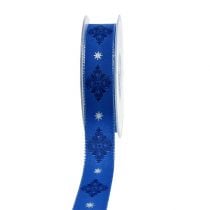 Gift ribbon for decoration blue with pattern 25mm 20m