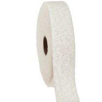 Product Decorative ribbon cream wide ribbon wool look fabric ribbon 40mm 8m