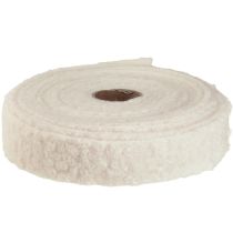 Product Decorative ribbon cream wide ribbon wool look fabric ribbon 40mm 8m