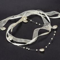 Product Decorative ribbon, cream, hearts, pearls, wedding decoration, 10mm, 5m