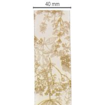 Product Gift ribbon with plant motifs, dill decorative ribbon, 40mm wide, 20m long