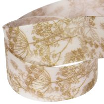 Product Gift ribbon with plant motifs, dill decorative ribbon, 40mm wide, 20m long