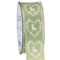 Product Deco ribbon green deer 40mm 20m