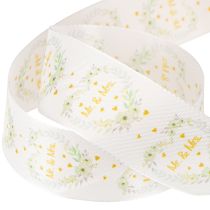 Product Decorative ribbon wedding satin ribbon white “Mr. &amp; Mrs.” 40mm 15m