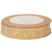 Product Decorative jute ribbon, yellow, natural, 25mm; rustic decorative jute ribbon, 10m