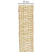 Product Green jute decorative ribbon, natural, 25mm wide, 10m length