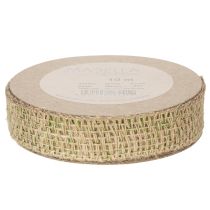 Product Green jute decorative ribbon, natural, 25mm wide, 10m length