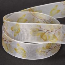Product Organza Ribbon with Leaf Branch Design 25mm x 20m