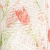 Product Gift ribbon with tulip pattern, creative for special occasions and seasonal decoration, 2.5cm wide, 18m long