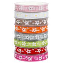 Deco ribbon organza ribbon with flower motif 15mm 20m