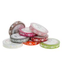 Deco ribbon organza ribbon with flower motif 15mm 20m